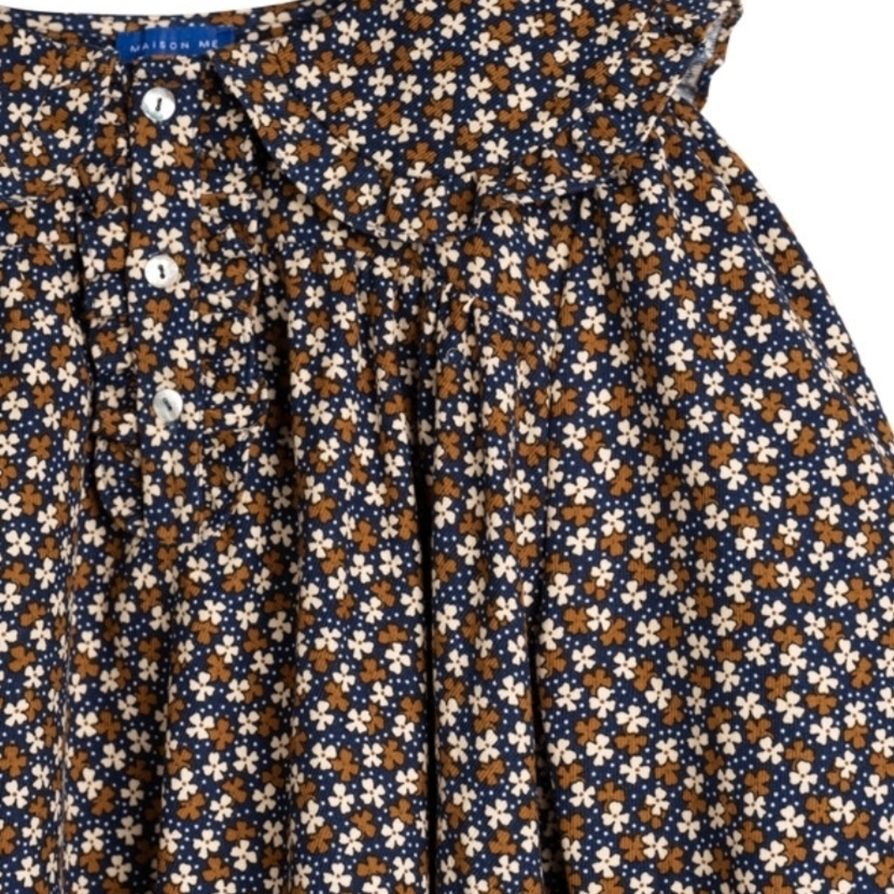Maison Me Adorable Kids Floral Dress - Brown and White - Picture 3 of 6